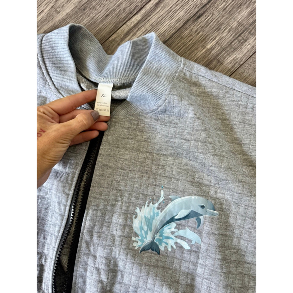 Dolphin Waffle/Bubble Stitched Full Zip Jacket - Ladies XL Fits More M/Lg - Picture 5 of 6